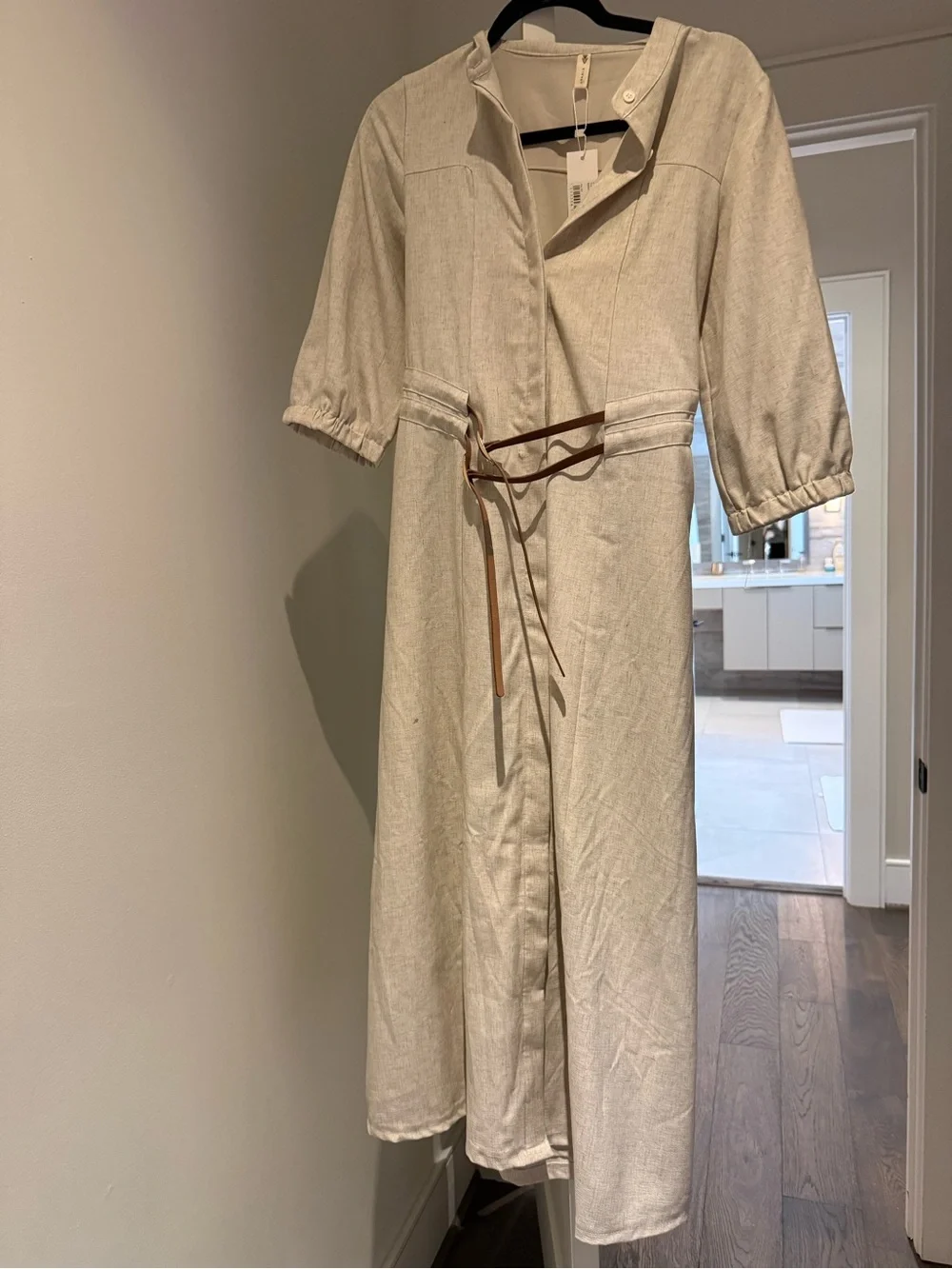 Girls' Formal Dress in Light Beige with Subtle Texture